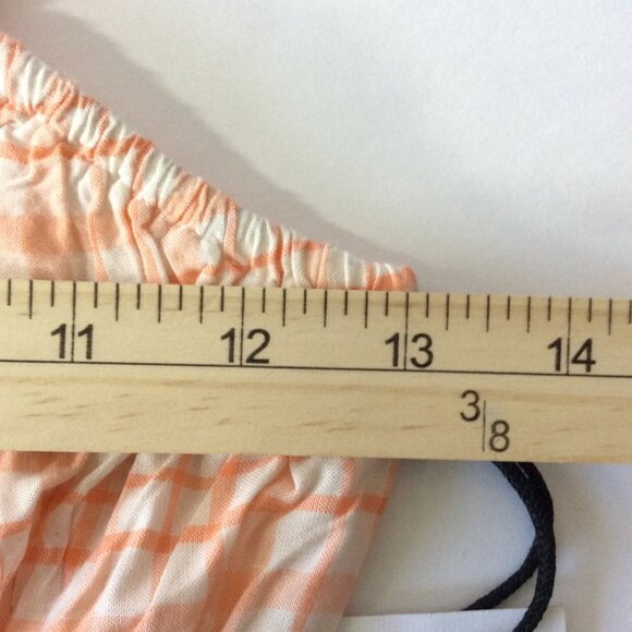 Japna Orange and White Plaid Crop Top with Midriff Elastic Size Small - Picture 7 of 8